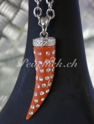 Halskette Horn - Orange/Silber