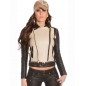 Jacke Drole de Copine - Kunstleder - Schwarz/Beige