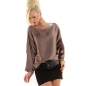 Bluse Made in Italy - Satin/Strass - Taupe