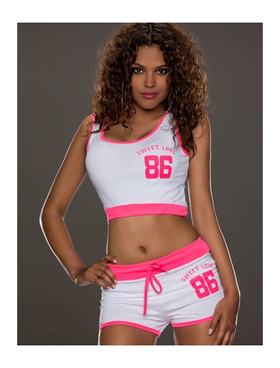 Sporty Pants + Top Fashion - Sweet Love 86 - Weiss/Pink