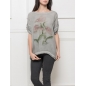 Kurzarmshirt Made in Italy - Blumen - Grau