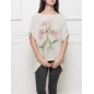 Kurzarmshirt Made in Italy - Blumen - Beige