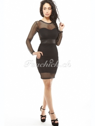 Kleid Glamour Babe - Netzeinsätze - Schwarz