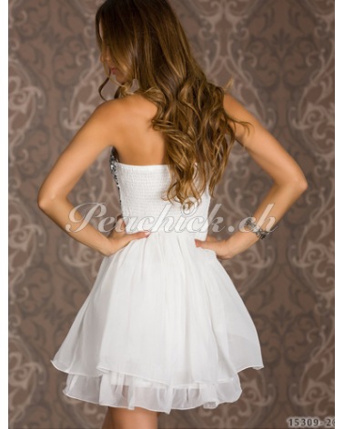 Kleid Eva & Lola - Pailletten - Weiss
