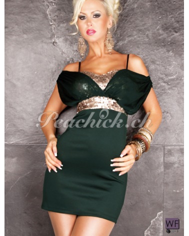 Kleid Kevin - Pailletten - Weiss/Gold