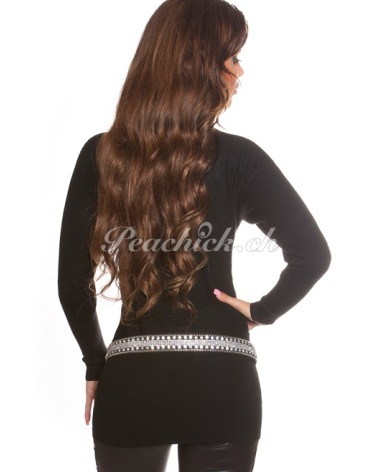 Pullover D&X - Strasssteinchen - Weiss