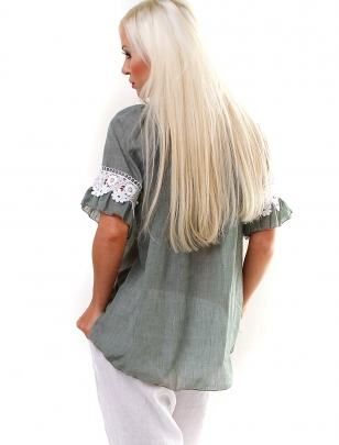 Bluse New Collection - Federbändel - Lachs
