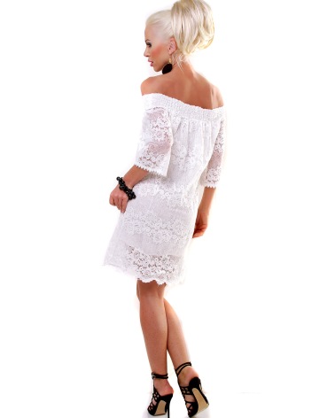 Kleid Style - Blumenspitze - Creme