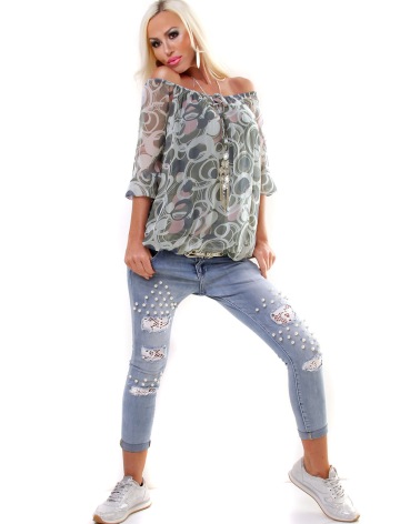 Tunikabluse Fashion - Kreise - Koralle