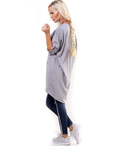 Langarmshirt Moda - Oversized - weiss