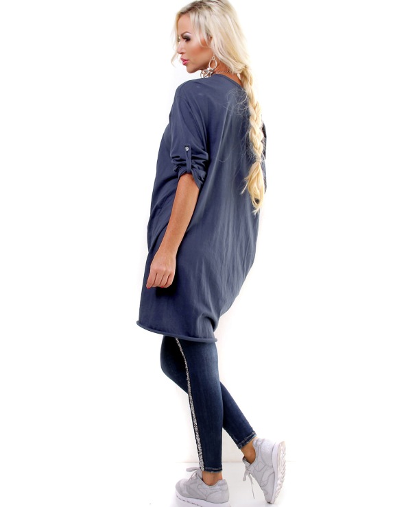 Langarmshirt Moda - Oversized - Blau