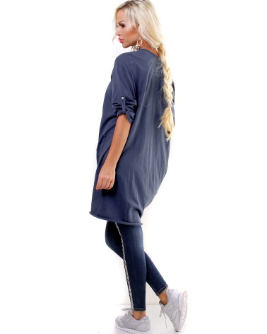 Langarmshirt Moda - Oversized - Blau