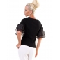 Kurzarmshirt Beauty Women - Volants - Schwarz