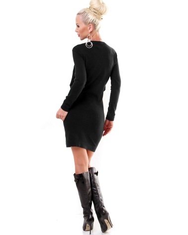 Strickkleid Beauty Women - Volants - Schwarz