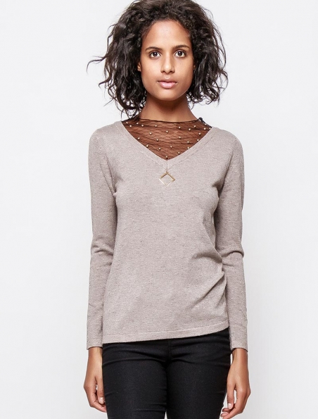 Pullover Sovogue - V Ausschnitt - Cinder