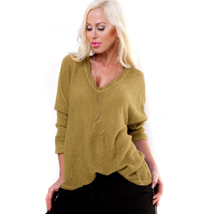 Pullover Style - VAusschnitt - Oliv