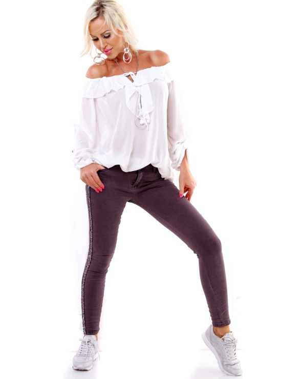 Jeans Monday Premium - Pailletten - Aubergine