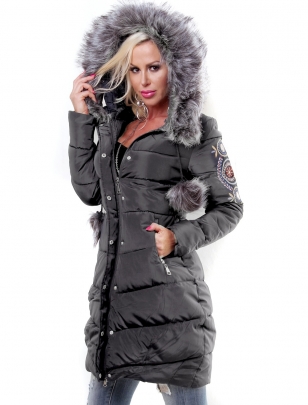 Jacke Honey Winter - Stickerei - Grau