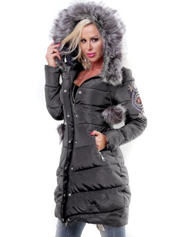 Jacke Honey Winter - Stickerei - Grau