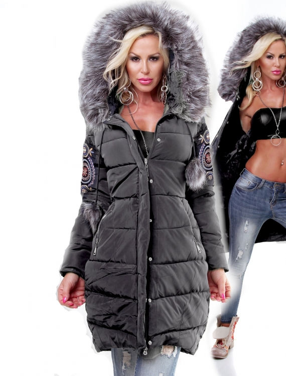 Jacke Honey Winter - Stickerei - Grau