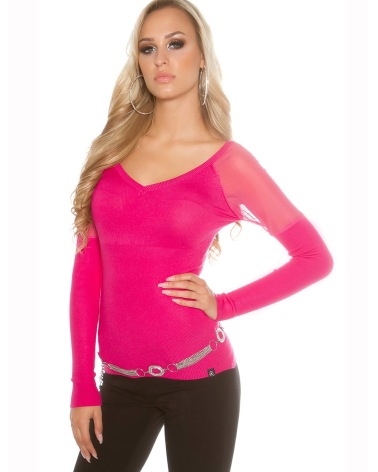 Pullover Koucla - Netzeinsatz - Pink