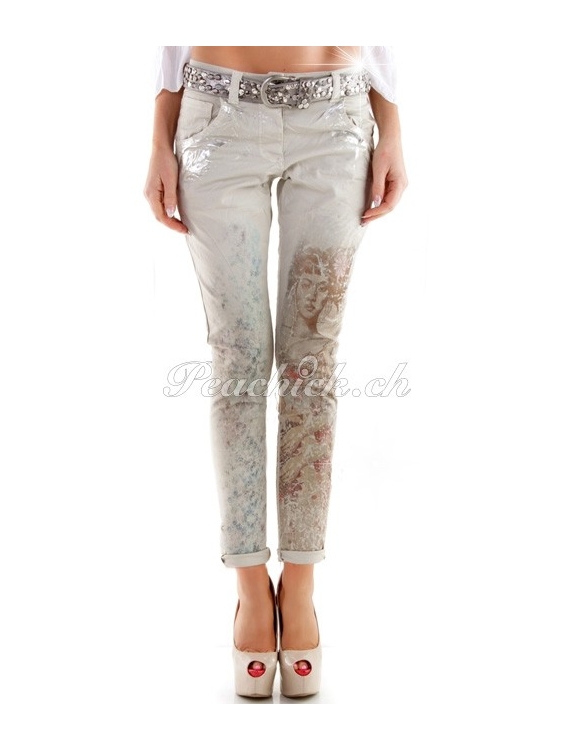 Hose 5People!S - Print/Glitter - Taupe