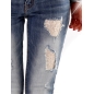 Jeans Regular - Pailletteneinsätze - Blau