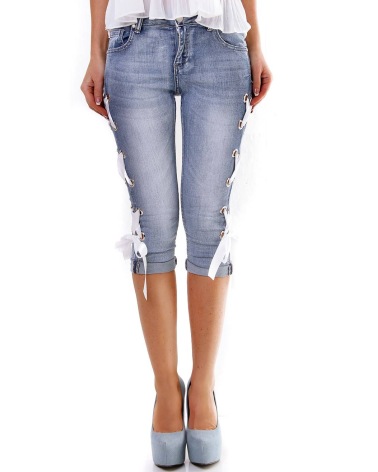 Kurze Jeans Mozzaar - Satin - Blau