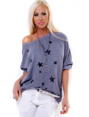 Bluse Bellina - Sternendruck - Weiss