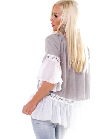Bluse Elegance - Volants -Beige/Creme