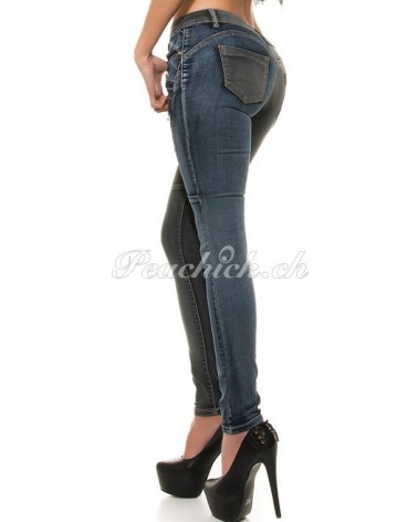Jeans Koucla - ColourBlocking - Schwarz/Blau