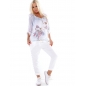 Bluse 5People!S - Romantisch - Creme/Blau