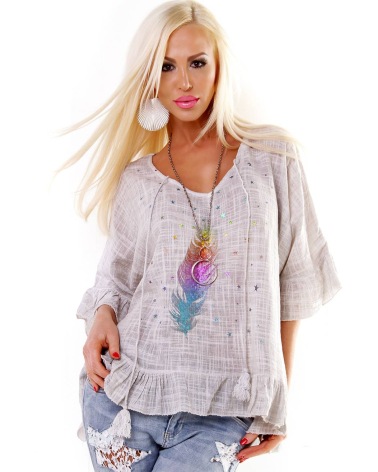 Bluse 5People!S - Feder - Grau