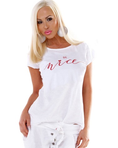 Kurzarmshirt New Collection - Be Nice - Weiss/Rot