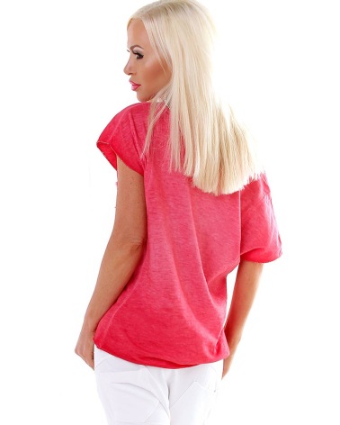 Kurzarmshirt New Collection - Stonewashed - Coral