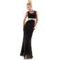 Maxikleid Fashion - Spitze und Perlen - Schwarz