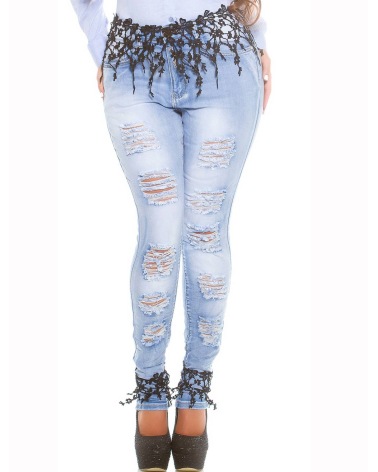 Jeans Koucla - Mit Spitze - Blau/Schwarz