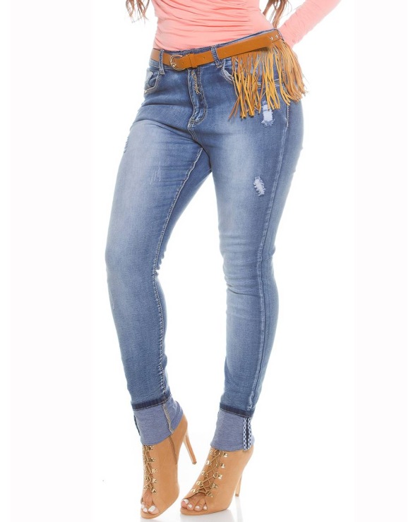 Jeans Koucla - Fransengürtel - Blau