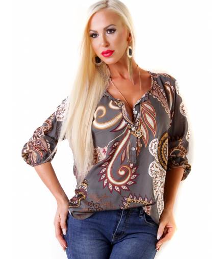 Bluse 5People!S - ClassicFolk - Grau