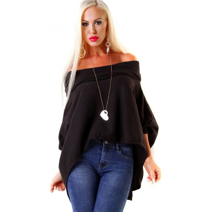 Pullover New Collection - Poncho Style - Schwarz