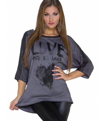 Langarmshirt Daystar - Be Loved - Grau/Schwarz