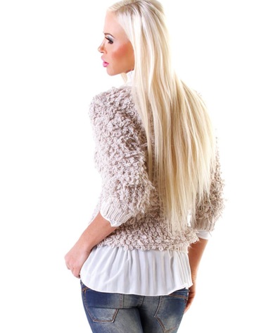 Pullover Moda - Schlaufen - Beige