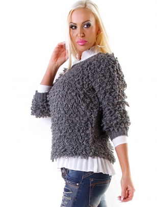 Pullover Moda - Schlaufen - Grau