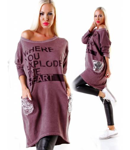 Kleid Make with Love - Oversized - Beere