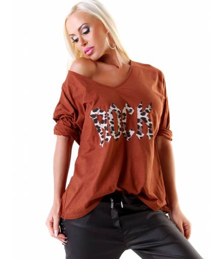 Langarmshirt Beautiful - Rock - Cognac