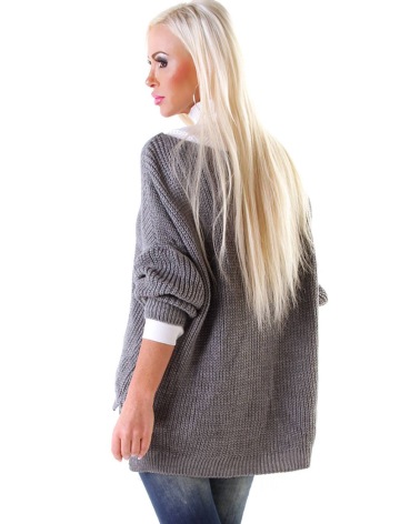 Pullover Made in Italy - Zopfmuster - Grau