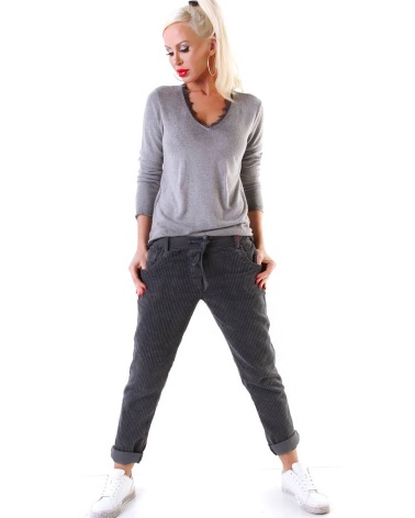 Hose 5People!S - Cord - Grau