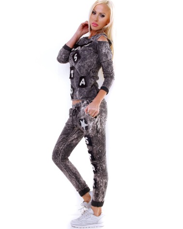 Jogginganzug Signet - Strass - Dunkelgrau