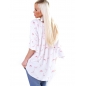 Bluse 5S - Volants/Flamingo - Weiss