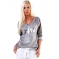 Langarmshirt Made with Love - Satin - Grau